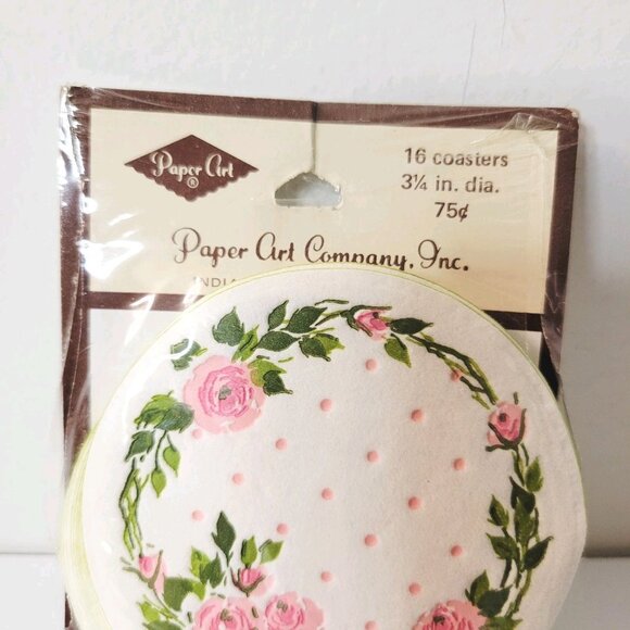 Vtg Paper Art Floral Roses Coasters 31/4 in Diameter Paper Art Company - Picture 2 of 4